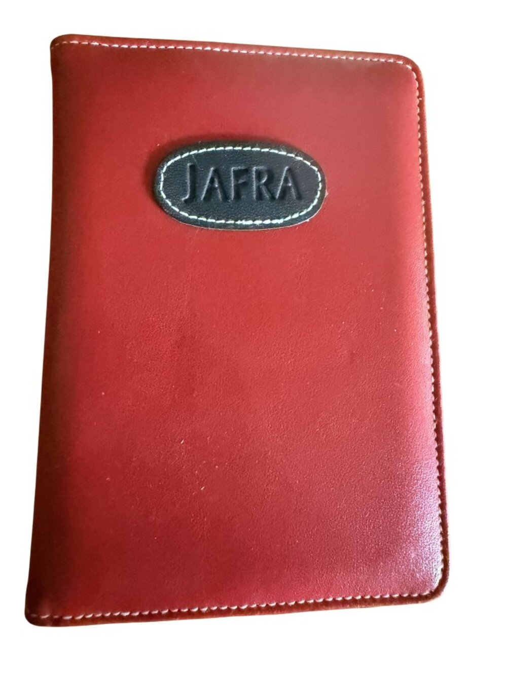 Jafra Red Leatherette Notebook With Built-In Calculator Pencil & Notepad READ